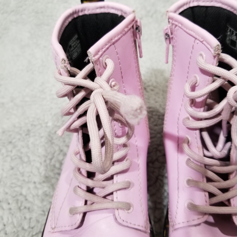 Doc Martens Kids Zavala J Combat Boots Size 3 Pastel Pink Lace Up Punk Grunge - Picture 4 of 16